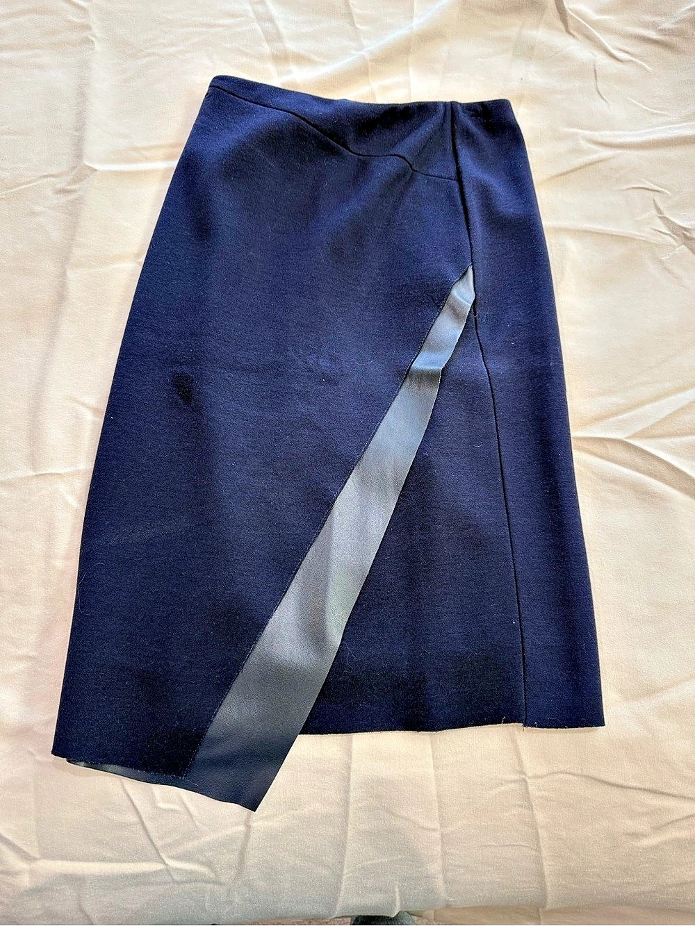 Bailey 44 Navy Faux Leather Split Panel Pencil Skirt XS